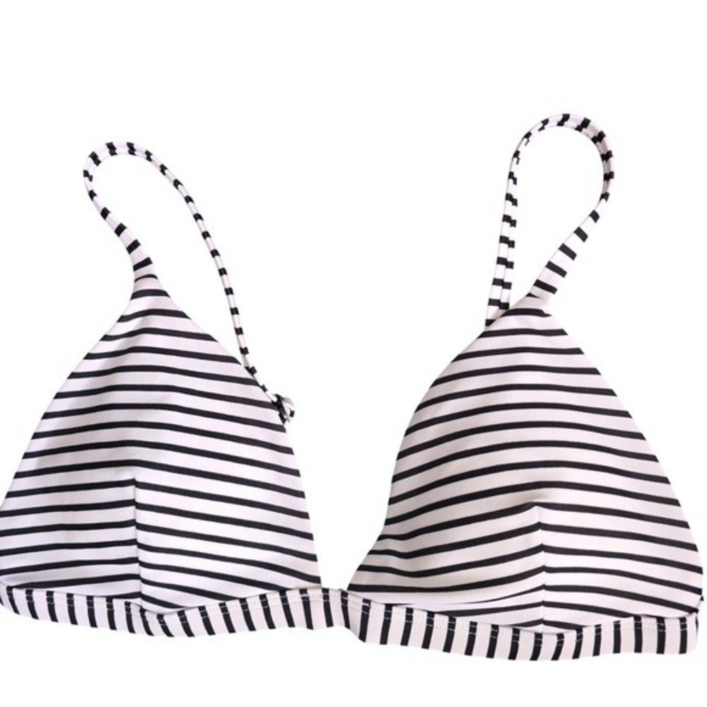 Hollister Swim Womens‎ Black White Striped Triangle Bikini Top Size Medium M